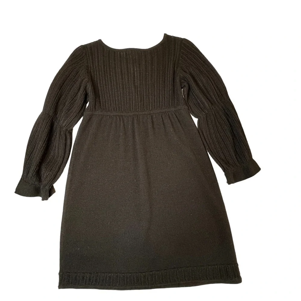 BEBE Black Knit Long Puff Sleeves Front Keyhole Dress LBD Size M